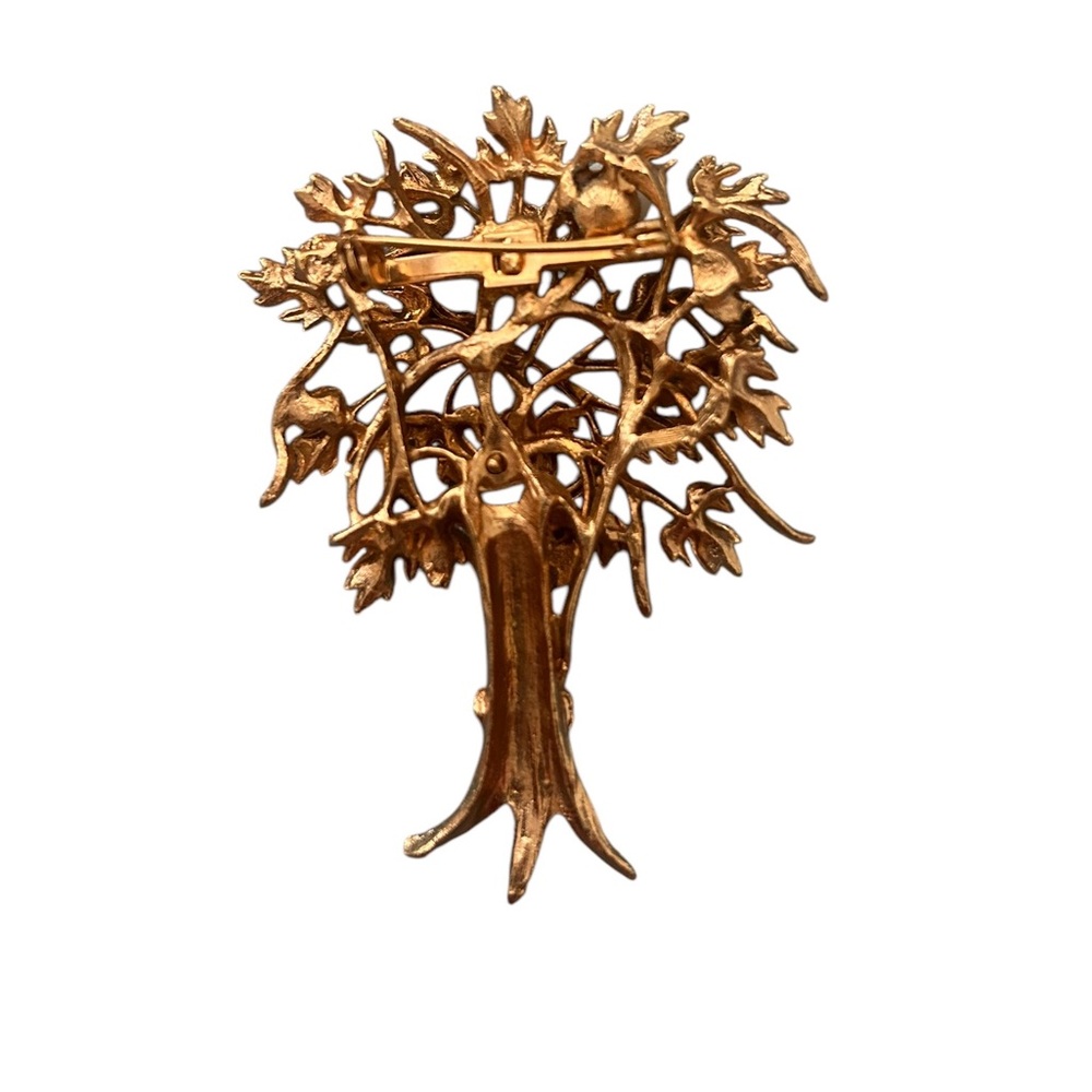 Vintage Gold Tree Brooch with Pearl Accent - Picture 2 of 5